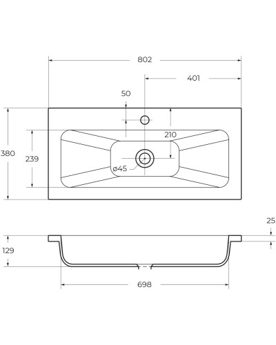 Раковина 80,2х38 см BelBagno Etna BB800/380-LV-MR-ETN
