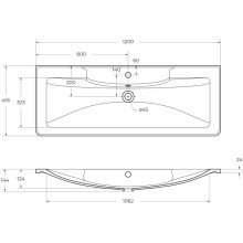 Раковина 120х45,5 см BelBagno Albano BB1200/455-LV-MR-ALR