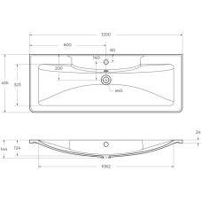 Раковина 120х45,5 см BelBagno Albano BB1200/455-LV-MR-ALR