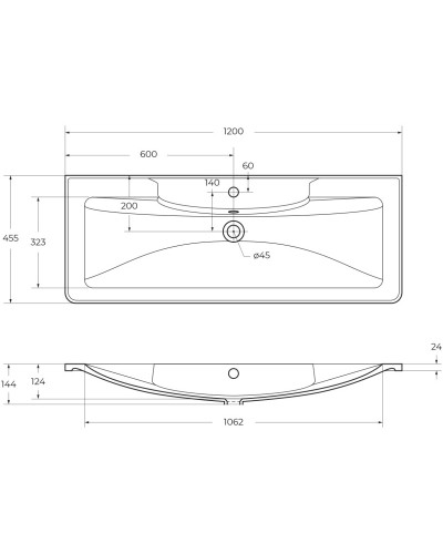 Раковина 120х45,5 см BelBagno Albano BB1200/455-LV-MR-ALR