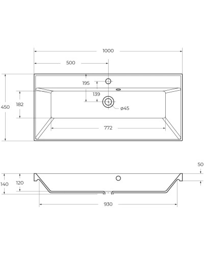 Раковина 100х45 см BelBagno Vittoria BB1000/450-LV-ART-AST-NERO