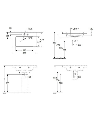 Раковина 80х47 см Villeroy & Boch Subway 3.0 4A708301