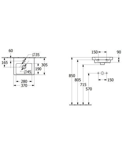 Раковина 37х30,5 см Villeroy & Boch Subway 3.0 43703701