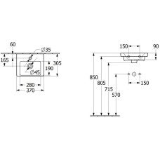 Раковина 37х30,5 см Villeroy & Boch Subway 3.0 43703801