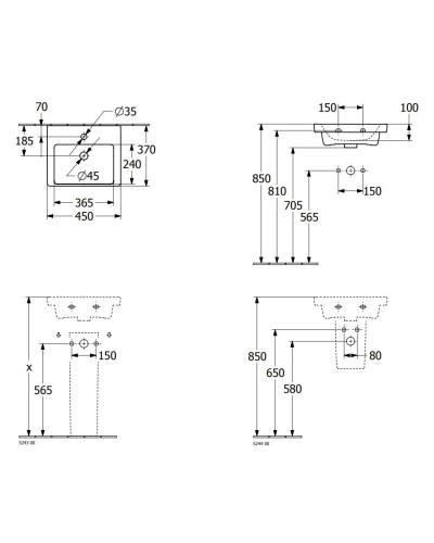 Раковина 45х37см Villeroy & Boch Subway 3.0 4370FK01