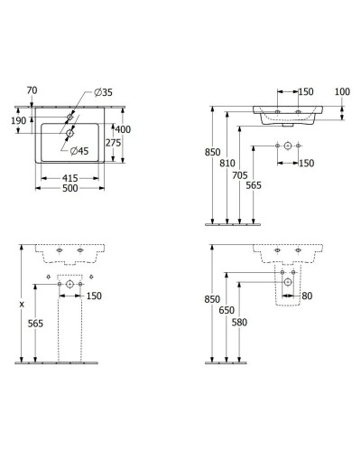 Раковина 50х40см Villeroy & Boch Subway 3.0 4370FG01
