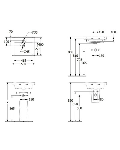 Раковина 50х40 см Villeroy & Boch Subway 3.0 43705001