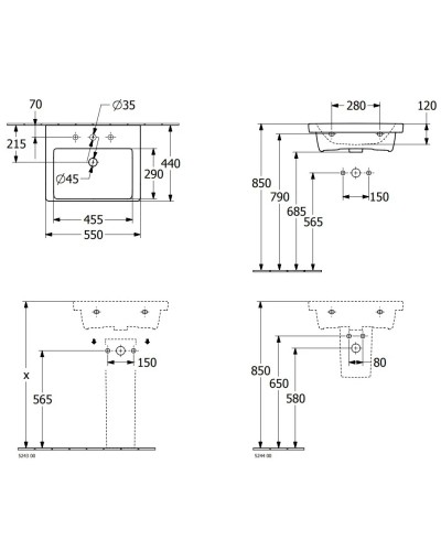 Раковина 55х44 см Villeroy & Boch Subway 3.0 4A705501
