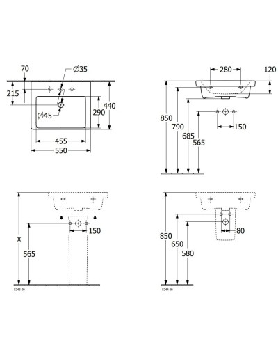 Раковина 55х44 см Villeroy & Boch Subway 3.0 4A705601