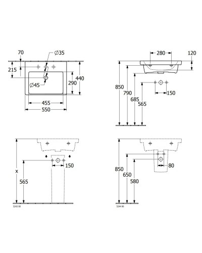 Раковина 55х44 см Villeroy & Boch Subway 3.0 4A705801