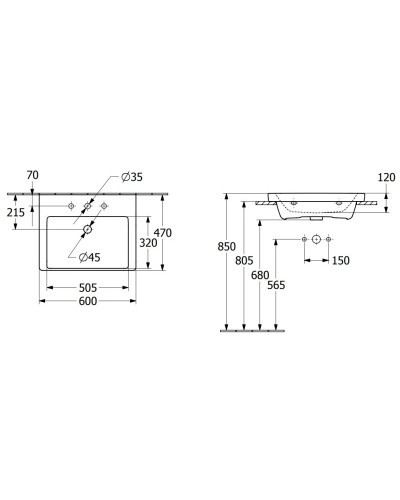 Раковина 60х47 см Villeroy & Boch Subway 3.0 4A706G01
