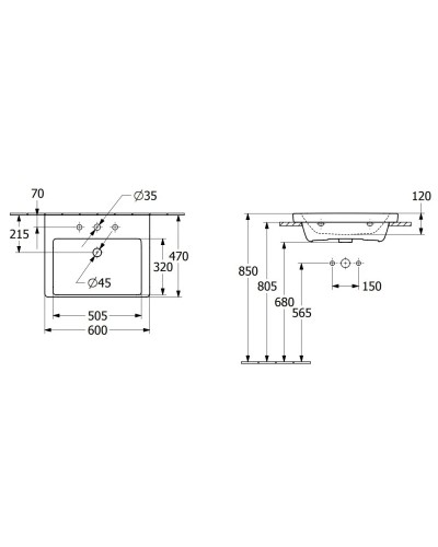 Раковина 60х47 см Villeroy & Boch Subway 3.0 4A706L01