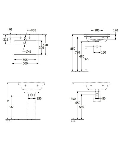 Раковина 60х47 см Villeroy & Boch Subway 3.0 4A706301