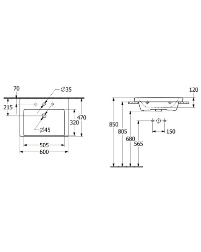 Раковина 60х47 см Villeroy & Boch Subway 3.0 4A706F01
