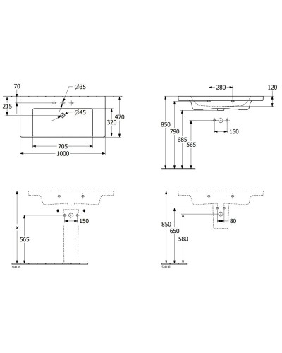 Раковина 100х47 см Villeroy & Boch Subway 3.0 4A70A301