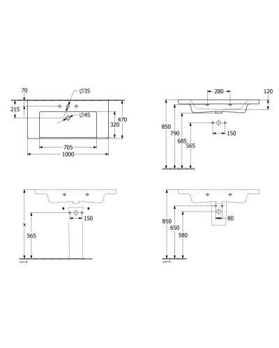 Раковина 100х47 см Villeroy & Boch Subway 3.0 4A70A201