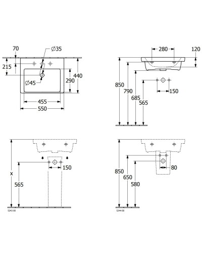 Раковина 55х44 см Villeroy & Boch Subway 3.0 4A70F601