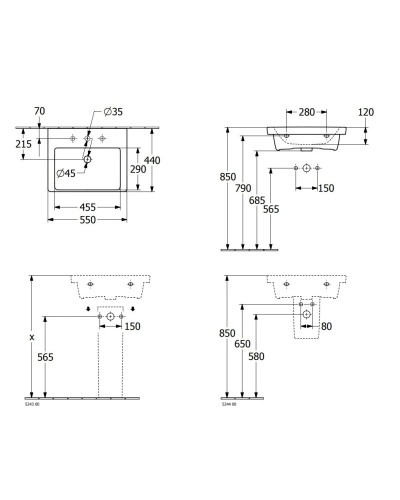 Раковина 55х44 см Villeroy & Boch Subway 3.0 4A70F501