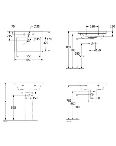 Раковина 65х47 см Villeroy & Boch Subway 3.0 4A706601