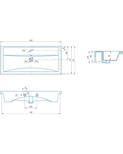 Раковина 101,2х45,5 см Corozo Фостер SD-00000932