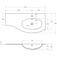 Раковина 103,5х50,6 см Cezares Vague 50154