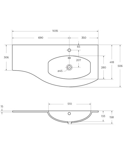 Раковина 103,5х50,6 см Cezares Vague 50154