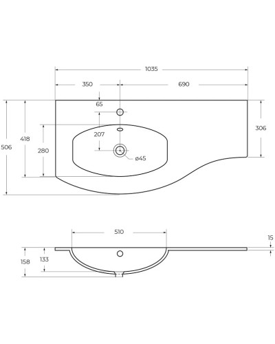 Раковина 103,5х50,6 см Cezares Vague 50153