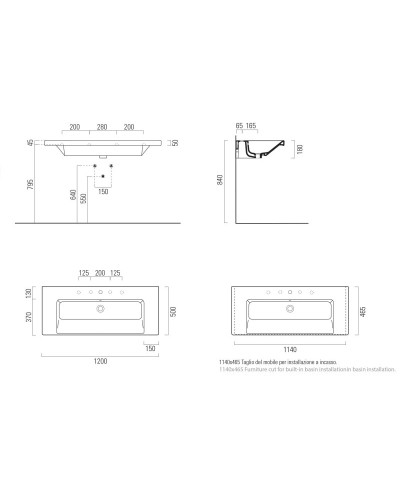 Раковина 120х50 см GSI Norm 8626111