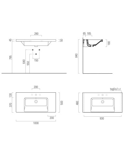 Раковина 100х50 см GSI Norm 8633111