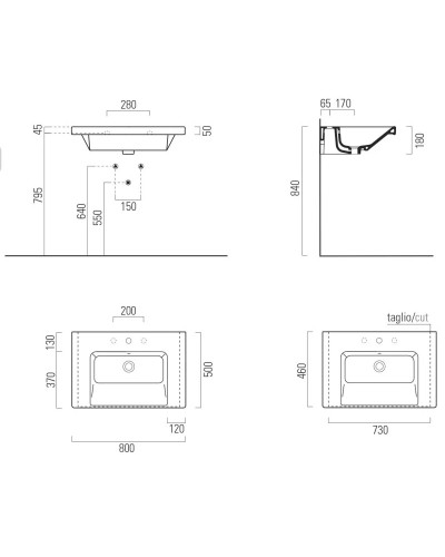 Раковина 80х50 см GSI Norm 8634111