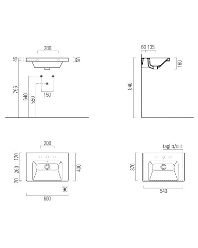 Раковина 60х40 см GSI Norm 8636111