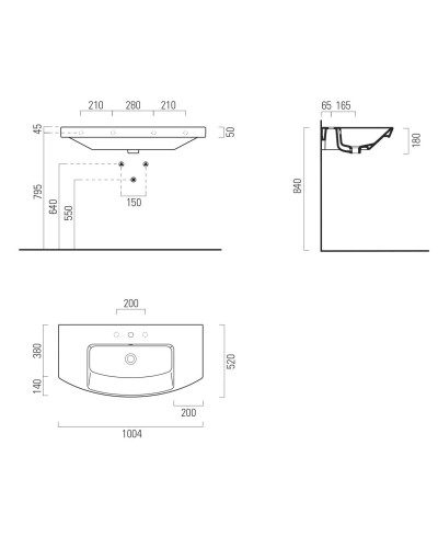 Раковина 100х52 см GSI Norm 8643111
