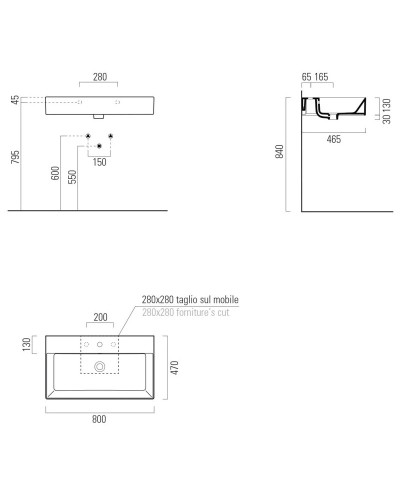 Раковина 80х47 см GSI Kube X 9422111