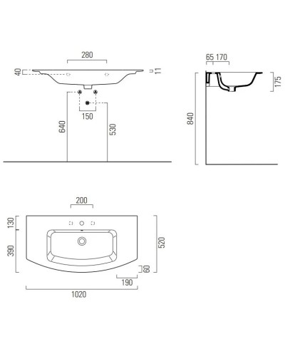 Раковина 102х52 см GSI Pura 8825111