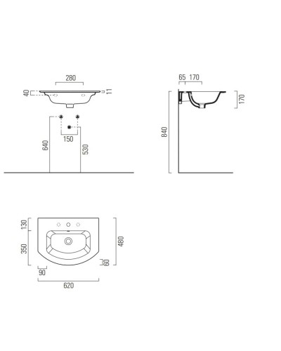 Раковина 62х48 см GSI Pura 8827111