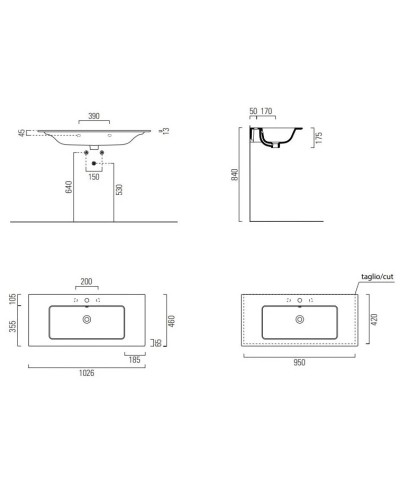Раковина 102,6х46 см GSI Pura 8833111
