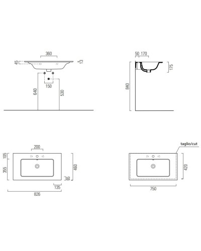 Раковина 82,6х46 см GSI Pura 8838111
