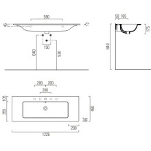 Раковина 122,6х46 см GSI Pura 8840111
