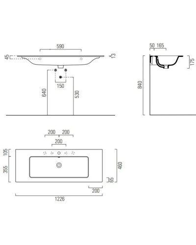 Раковина 122,6х46 см GSI Pura 8840111