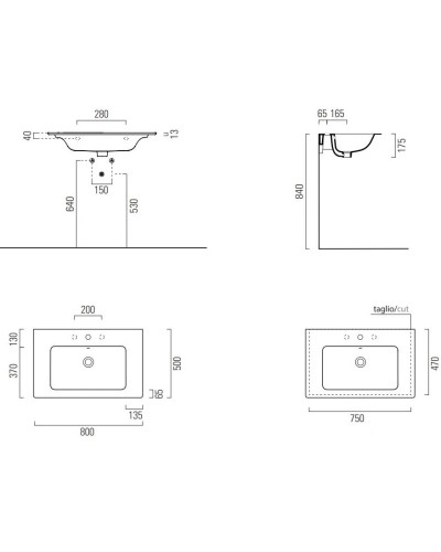 Раковина 80х50 см GSI Pura 8843111