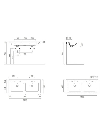 Раковина 120х50 см GSI Pura 8845111