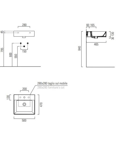 Раковина 50х47 см GSI Kube X 9430126