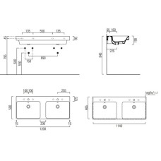 Раковина 120х50 см GSI Nubes 9625111