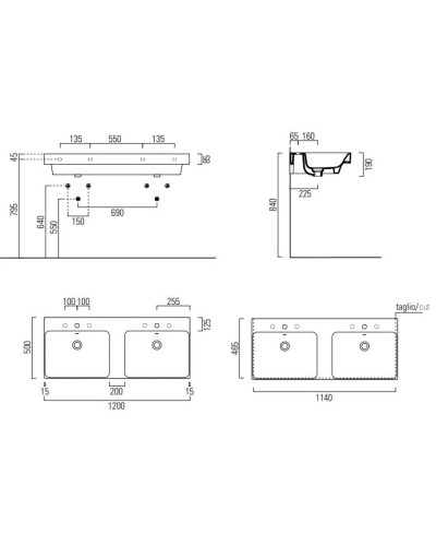 Раковина 120х50 см GSI Nubes 9625111