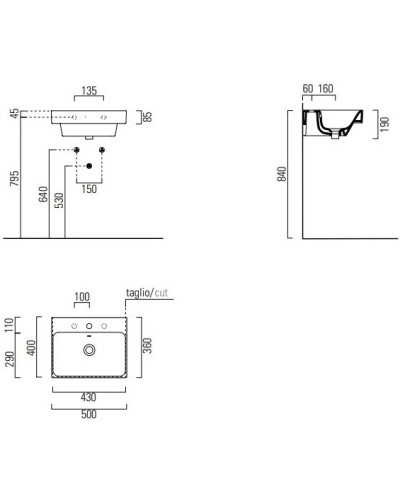 Раковина 50х40 см GSI Nubes 9682109