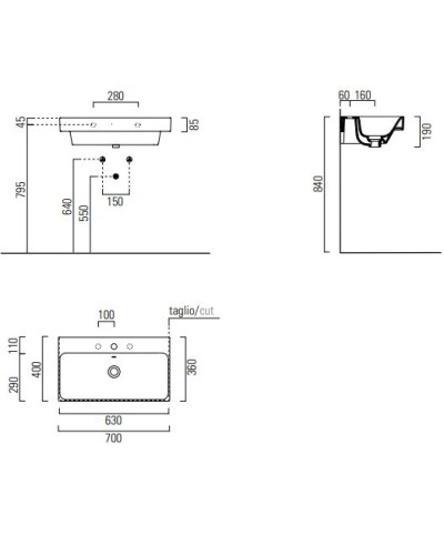 Раковина 70х40 см GSI Nubes 9687111