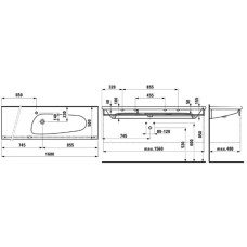 Раковина накладная с 1 отверстием для смесителя 160 см Laufen Palomba 8.1480.8.000.104.1
