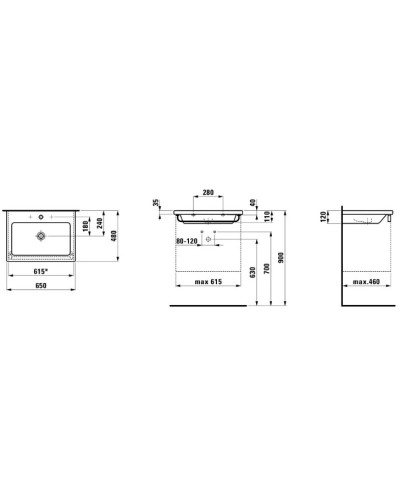 Накладная раковина 65 см Laufen Living 8.1643.1.000.104.1