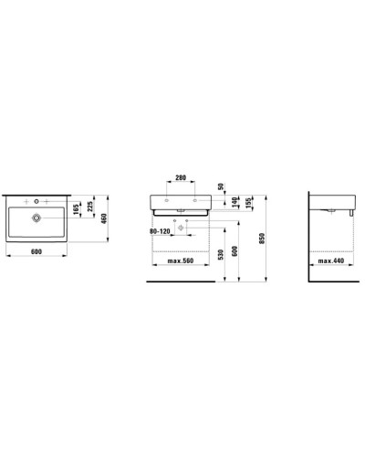 Раковина накладная 60 см Laufen Living 8.1743.3.000.104.1