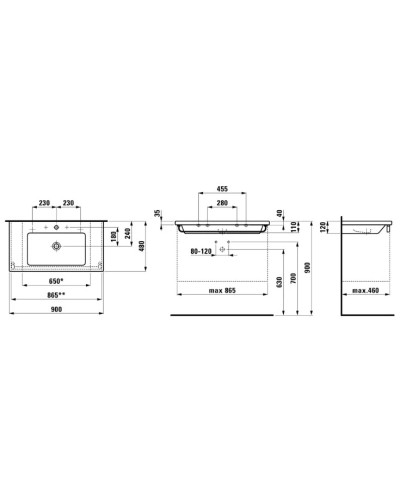 Накладная раковина 90 см Laufen Living 8.1643.3.000.104.1